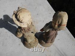 2 Anciennes statue scuplture terre cuite terracotta femme Goldscheider 3 points