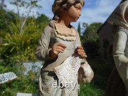 2 Anciennes statue scuplture terre cuite terracotta femme Goldscheider 3 points