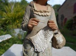 2 Anciennes statue scuplture terre cuite terracotta femme Goldscheider 3 points