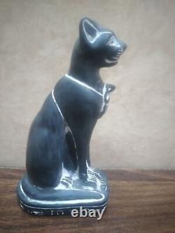 2 x ANCIENNE STATUE ÉGYPTIENNE ANCIENNE PHARAON déesse bastet chat Isis