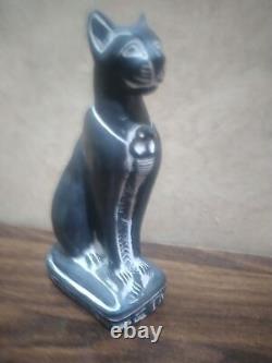 2 x ANCIENNE STATUE ÉGYPTIENNE ANCIENNE PHARAON déesse bastet chat Isis