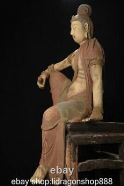 37.2 Chine ancienne sculpture en bois Guanyin Guanyin Statue