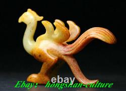3.2'' Ancienne Chine Hetian Naturel Jade Sculpture Phoenix Phenix Oiseau Statue
