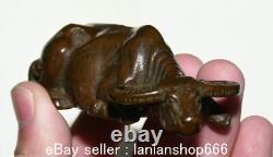 3.2 ancienne sculpture chinoise en cuivre violet Feng Shui animal vache statue