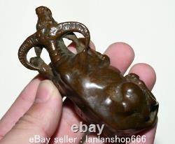 3.2 ancienne sculpture chinoise en cuivre violet Feng Shui animal vache statue