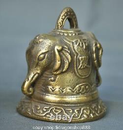 3.4 ancienne sculpture de statue de cloche double éléphant en cuivre chinois