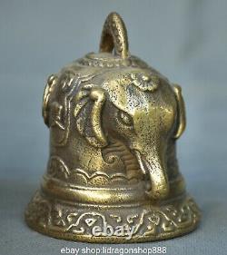3.4 ancienne sculpture de statue de cloche double éléphant en cuivre chinois