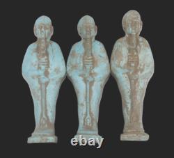 3 RARE ANCIENNE ÉGYPTIENNE ANTIQUE Ptah USHABTI Shabti Serviteur Statues en