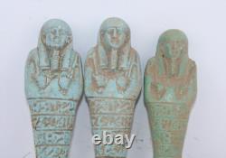 3 RARE ANCIENNE ÉGYPTIENNE PHARAON ROYAL Ushabti Statue Egypte Histoire