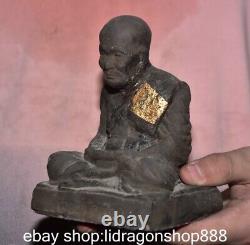 4.8 Chine ancienne sculpture en bois statue de Bouddha médicinal de monra