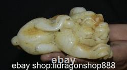 4.8 Chine ancienne sculpture en jade blanc naturel Picchu statue de bête