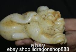 4.8 Chine ancienne sculpture en jade blanc naturel Picchu statue de bête