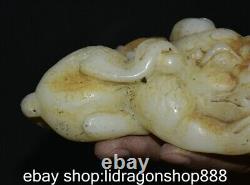 4.8 Chine ancienne sculpture en jade blanc naturel Picchu statue de bête