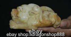 4.8 Chine ancienne sculpture en jade blanc naturel Picchu statue de bête