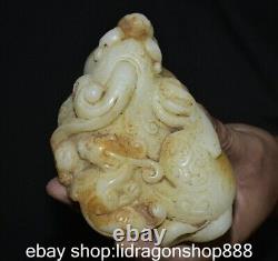 4.8 Chine ancienne sculpture en jade blanc naturel Picchu statue de bête