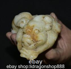 4.8 Chine ancienne sculpture en jade blanc naturel Picchu statue de bête