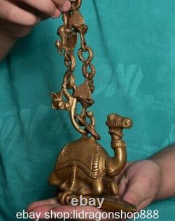 4.8 ancienne Chine cuivre dynastie animaux camel huile lampe statue sculpture