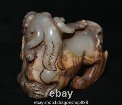 5.4 Ancienne Dynastie Chinoise Naturelle Hetian Jade Carve Lion Beast Statue