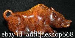 5.6 ancienne Chine Jade sculpture dynastie rhinocéros taureau statue