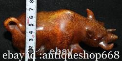 5.6 ancienne Chine Jade sculpture dynastie rhinocéros taureau statue