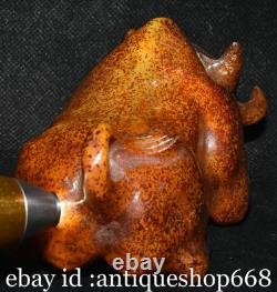 5.6 ancienne Chine Jade sculpture dynastie rhinocéros taureau statue