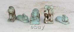 5 RARES STATUES ANCIENNES ÉGYPTIENNES ANCIENNES Horus, hippopotame, babouin
