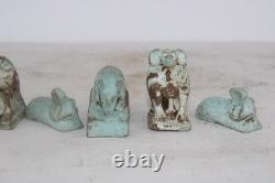 5 RARES STATUES ANCIENNES ÉGYPTIENNES ANCIENNES Horus, hippopotame, babouin