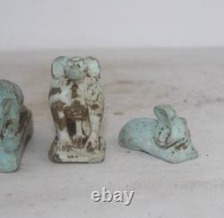 5 RARES STATUES ANCIENNES ÉGYPTIENNES ANCIENNES Horus, hippopotame, babouin