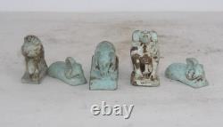 5 RARES STATUES ANCIENNES ÉGYPTIENNES ANCIENNES Horus, hippopotame, babouin