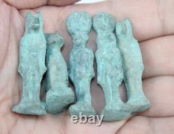 5 statues UNIQUE PHARAONIQUE FAIT MAIN ANCIENNE EGYPTIENNE en bronze (BS)
