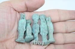 5 statues UNIQUE PHARAONIQUE FAIT MAIN ANCIENNE EGYPTIENNE en bronze (BS)