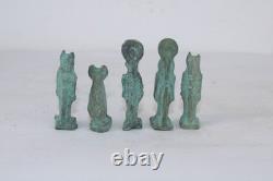 5 statues UNIQUE PHARAONIQUE FAIT MAIN ANCIENNE EGYPTIENNE en bronze (BS)
