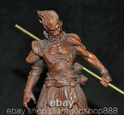 6.4 Ancien Chine Buis Sculpture À La Main Feng Shui Sun WuKong Singe Roi Statue