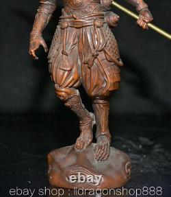 6.4 Ancien Chine Buis Sculpture À La Main Feng Shui Sun WuKong Singe Roi Statue