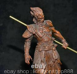 6.4 Ancien Chine Buis Sculpture À La Main Feng Shui Sun WuKong Singe Roi Statue