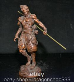 6.4 Ancien Chine Buis Sculpture À La Main Feng Shui Sun WuKong Singe Roi Statue