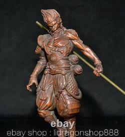 6.4 Ancien Chine Buis Sculpture À La Main Feng Shui Sun WuKong Singe Roi Statue