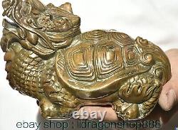 6.4 ancienne sculpture chinoise en cuivre Feng Shui Dragon tortue bête Statue