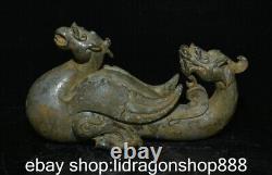 6.8 Chine ancienne dynastie de bronze Pi xiu animal Kirin statue sculpture