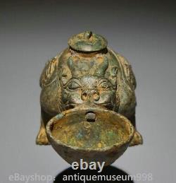 6.8 Chine ancienne dynastie de bronze animal crapaud lanterne statue sculpture