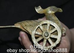 6.8 Chine ancienne dynastie de bronze animal oiseau voiture statue sculpture
