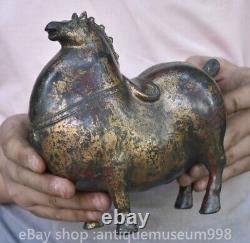 6.8 rare chinois ancien palais de cuivre Feng Shui Zodiac Horse sculpture