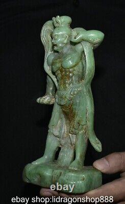 7.6 Chine ancienne sculpture en jade vert naturel statue de Dieu de la porte