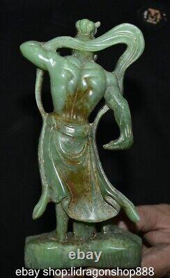 7.6 Chine ancienne sculpture en jade vert naturel statue de Dieu de la porte