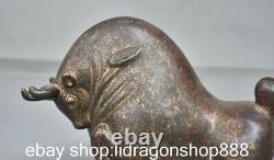 7.6 rare chinois ancien bronze zodiaque abstrait taureau statue