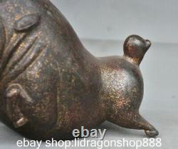 7.6 rare chinois ancien bronze zodiaque abstrait taureau statue