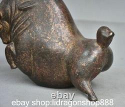 7.6 rare chinois ancien bronze zodiaque abstrait taureau statue