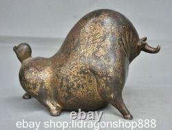 7.6 rare chinois ancien bronze zodiaque abstrait taureau statue