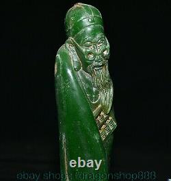 7.8Ancien Jade Vert Chinois Sculpté Figure Humain Homme Abacus Statue Sculpture