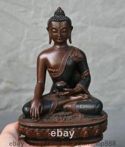 7 Bronze ancien bouddhisme tibétain Shakyamuni Amitabha Pot Statue Sculpture